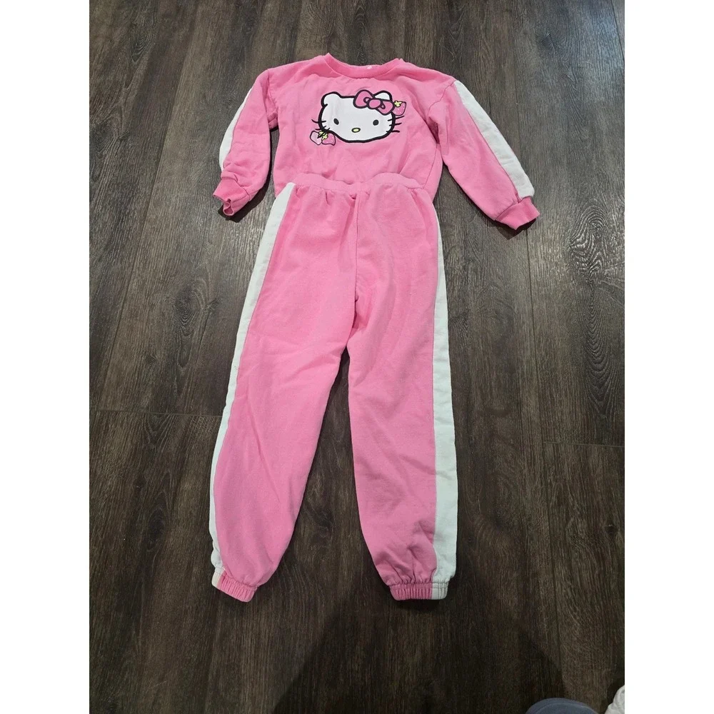 Hello Kitty Pink Tracksuit Set Kids Sweatshirt and Joggers 2 Piece Sporty Outfit